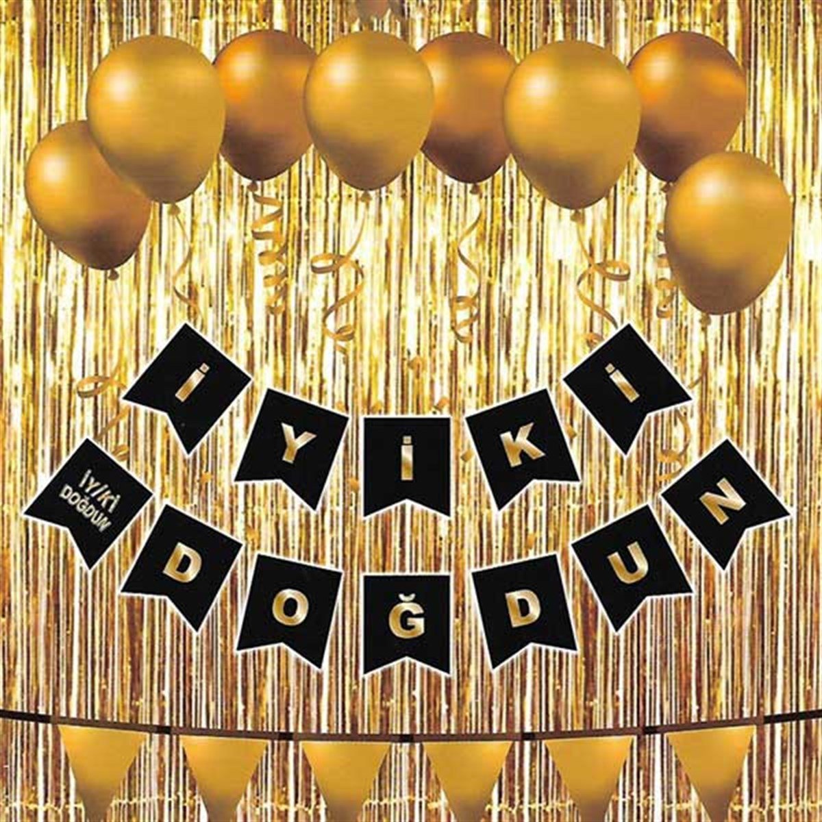 İyi ki Doğdun Siyah Gold Renk Karton Yazı