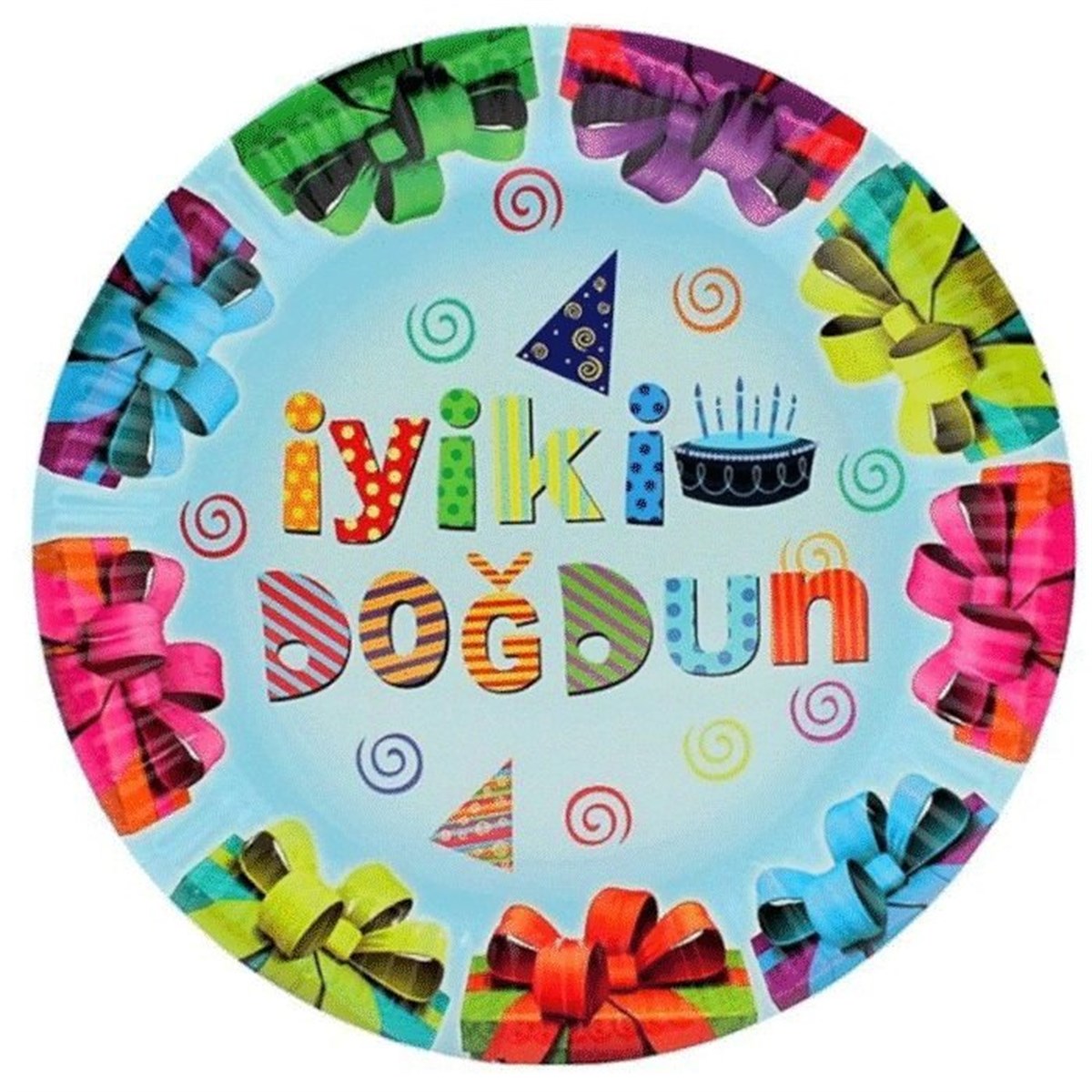 İyiki Doğdun Mavi Karton Tabak 8 Adet