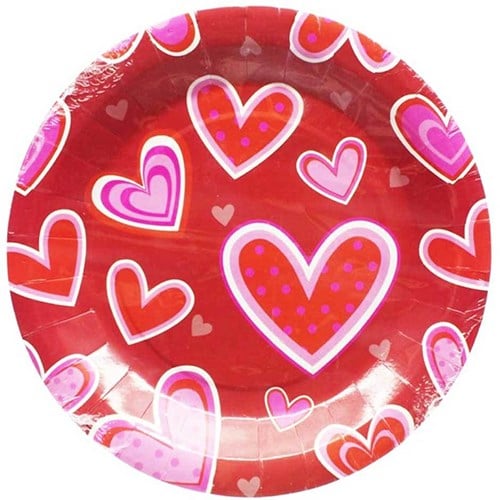Kalp Temalı Karton Tabak 8 Adet