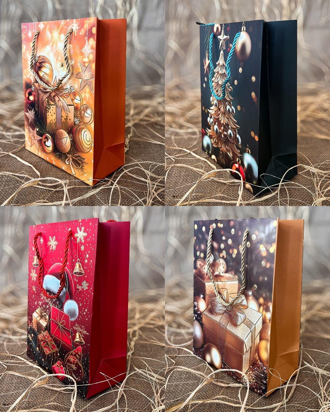 Hediye Karton ÇantalarKarışık Yılbaşı Karton Çanta 12 Adet