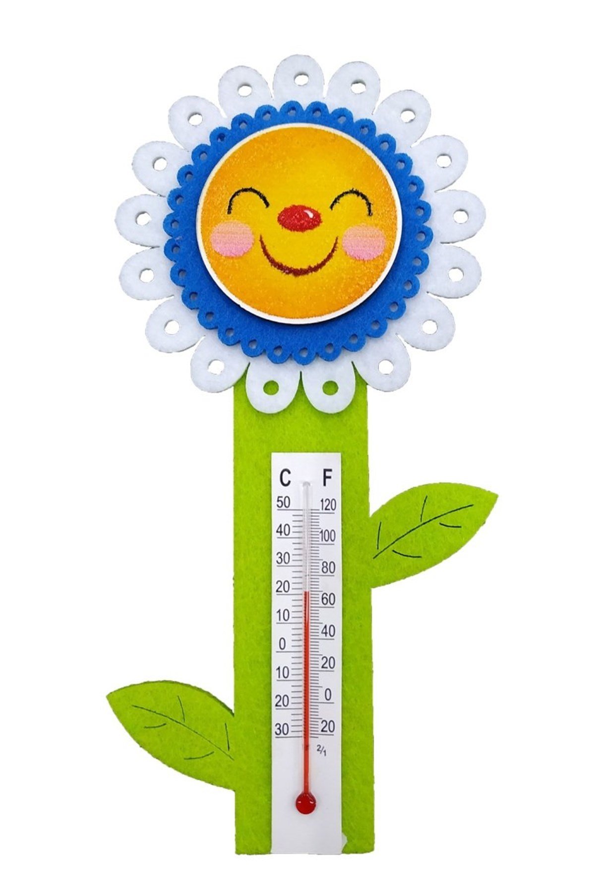 Keçe Çiçek Termometre Mavi