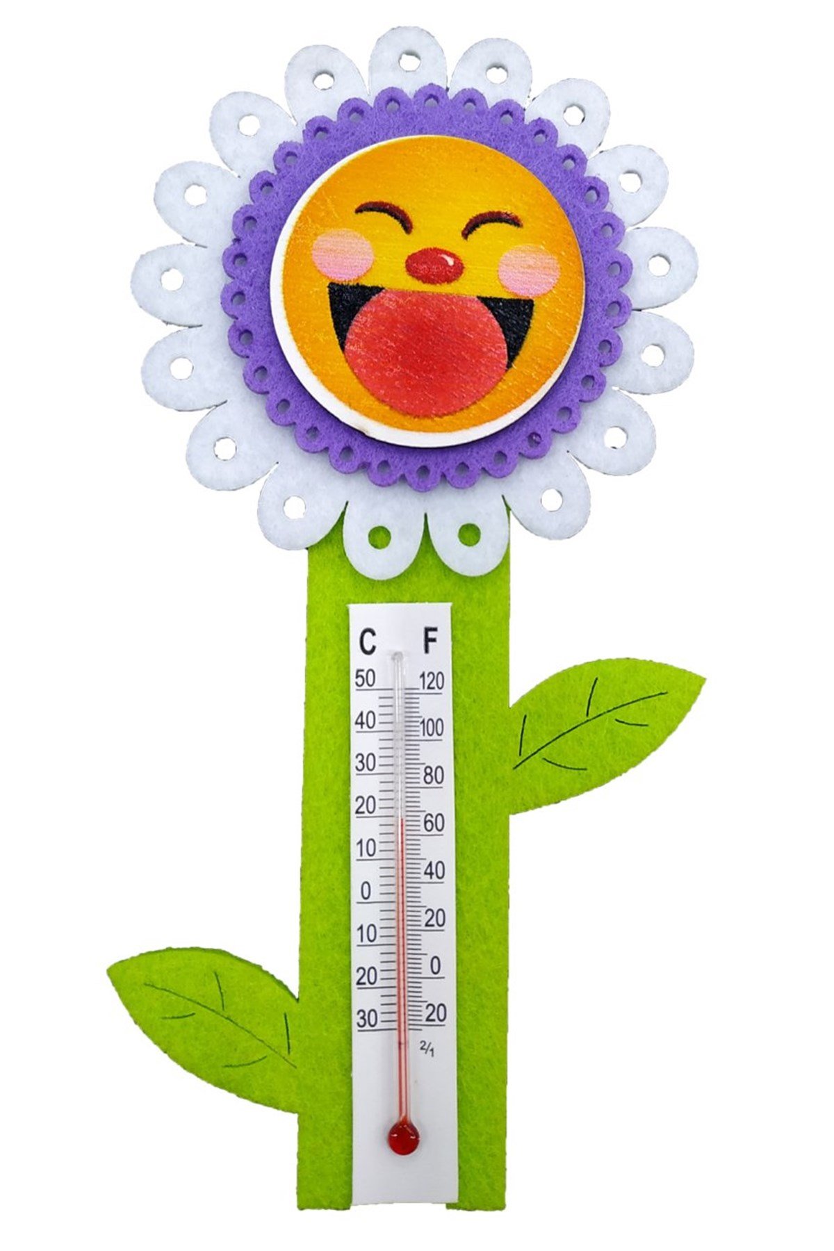 Keçe Çiçek Termometre Mor