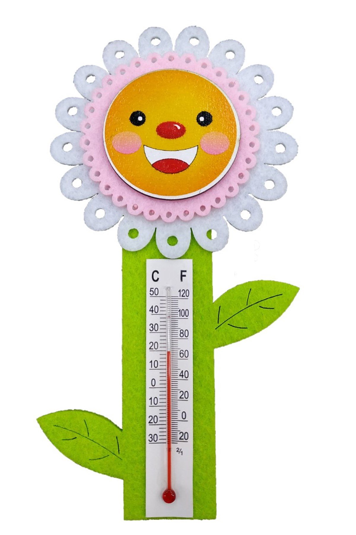 Keçe Çiçek Termometre Pembe