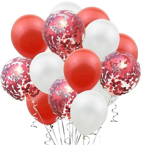 Kırmızı Beyaz Konfetili Balon