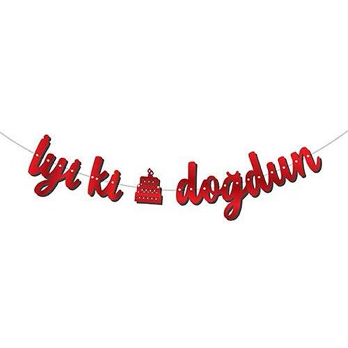 Kırmızı İyi Ki Doğdun Kaligrafi Yazı