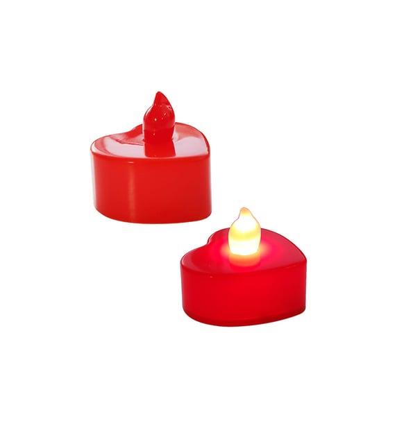 HediyelikKırmızı Kalp Pilli Mum 24 Adet