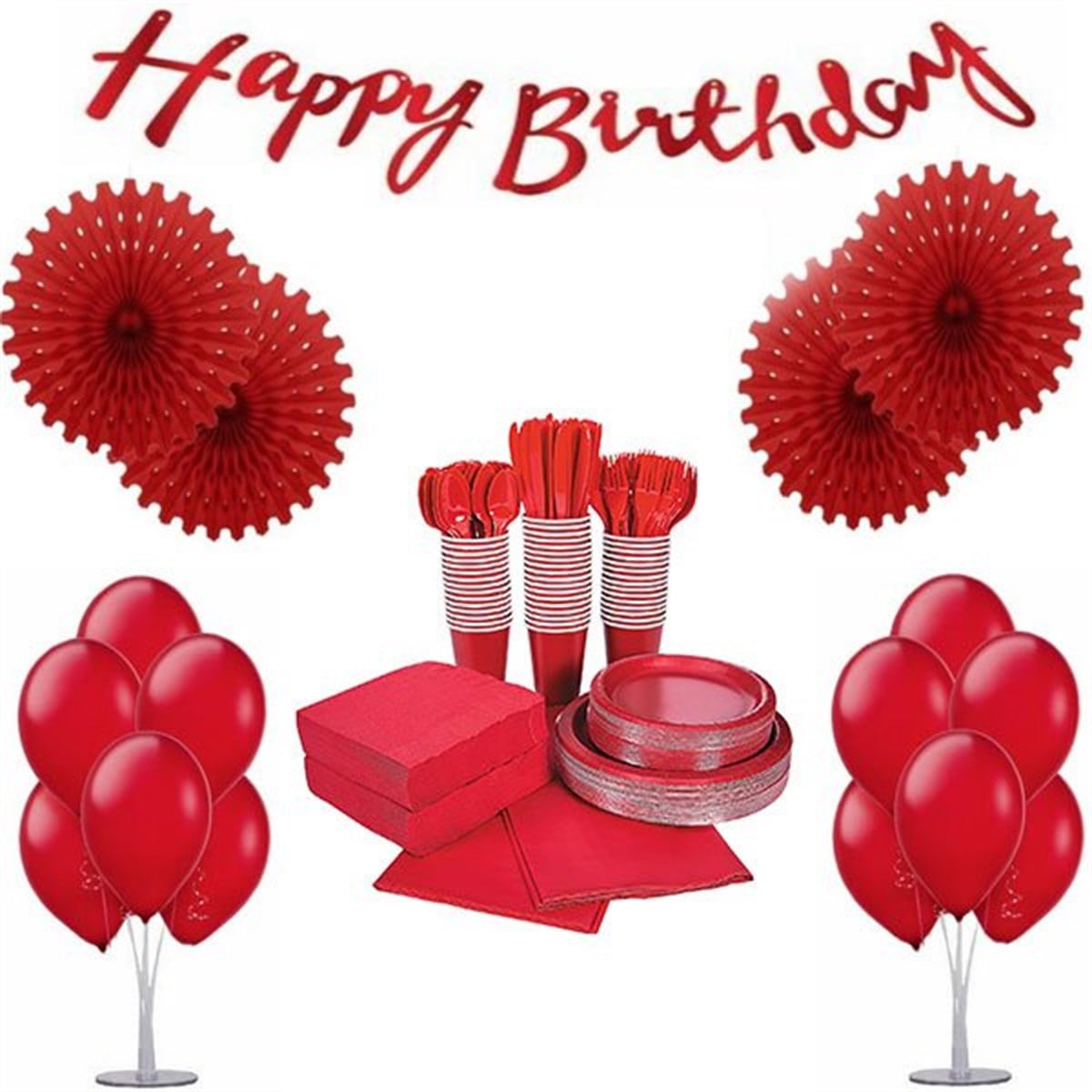 Kırmızı Karton Parti Seti 16 Kişilik
