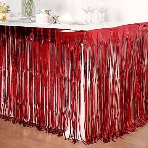 Kırmızı Saçaklı Masa Eteği