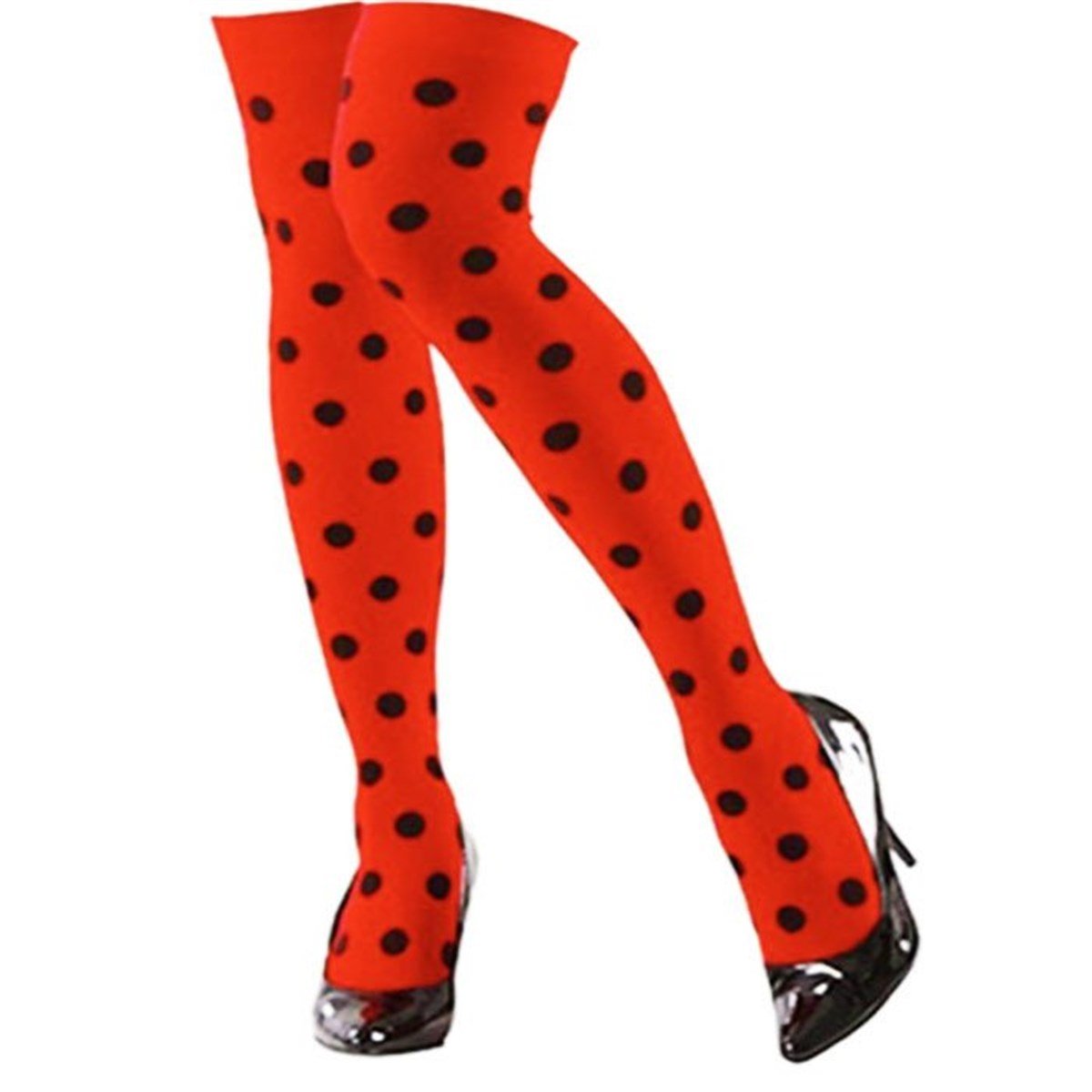 Kırmızı Üzerine Siyah Puantiyeli Parti Çorap