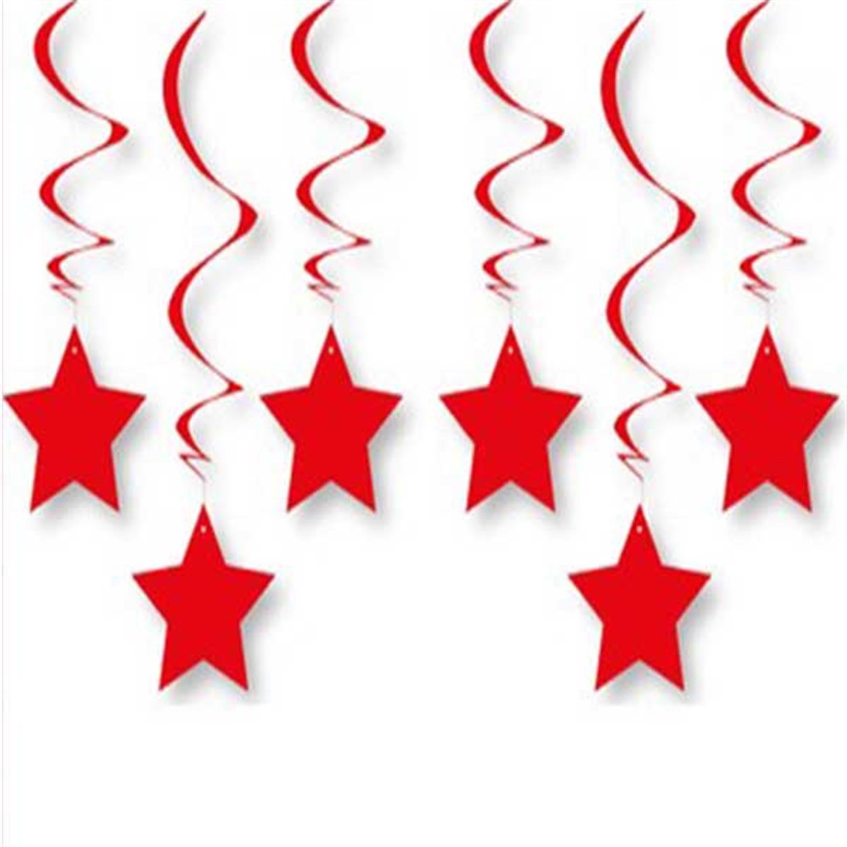 Kırmızı Yıldız Sarkıt Süs 6 Adet