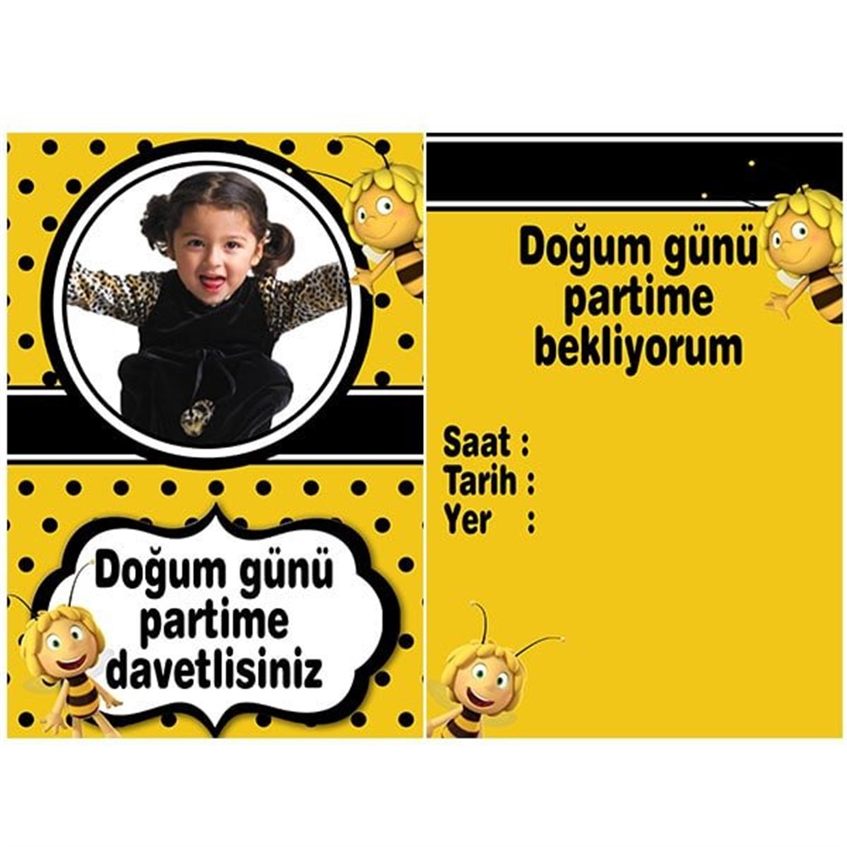 Kişiye Özel Arı Maya Davetiye 10 Adet