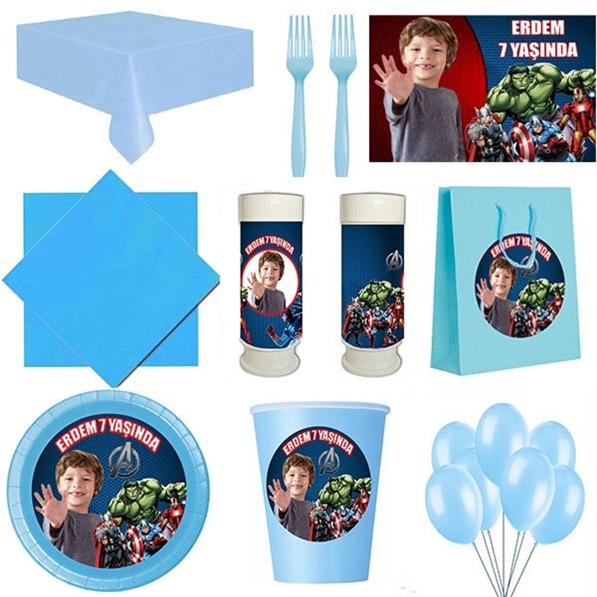 Kişiye Özel Avengers 8 Kişilik Parti Seti