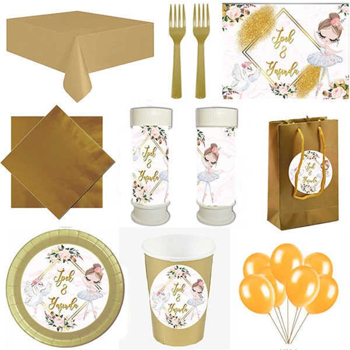 Kişiye Özel Balerin 8 Kişilik Parti Seti