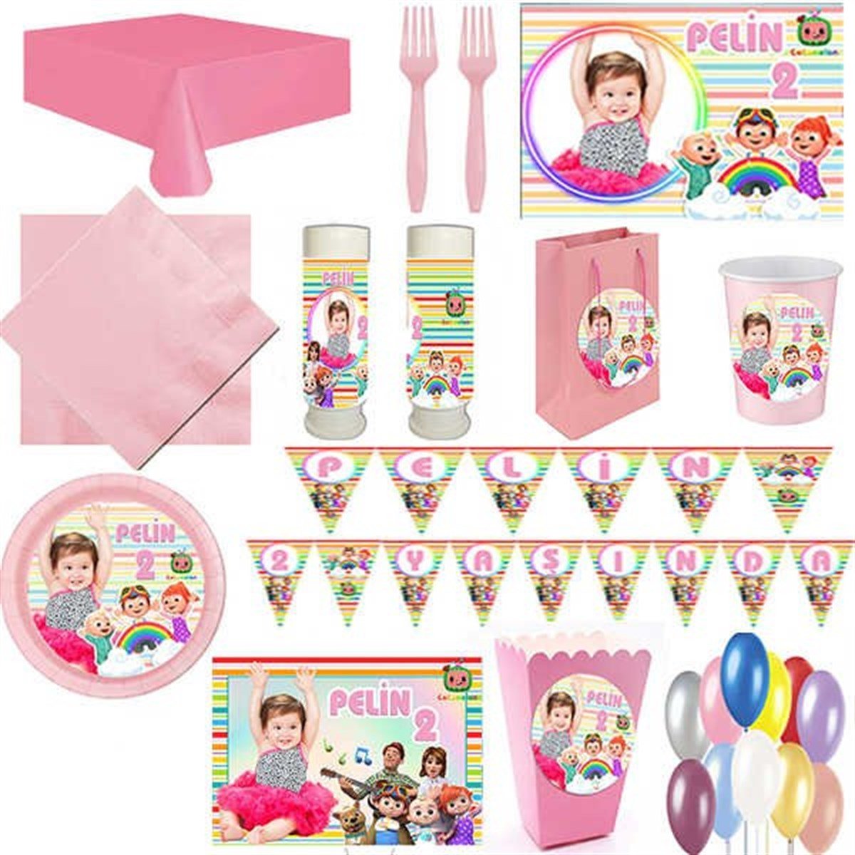 Kişiye Özel Cocomelon 24 Kişilik Parti Seti