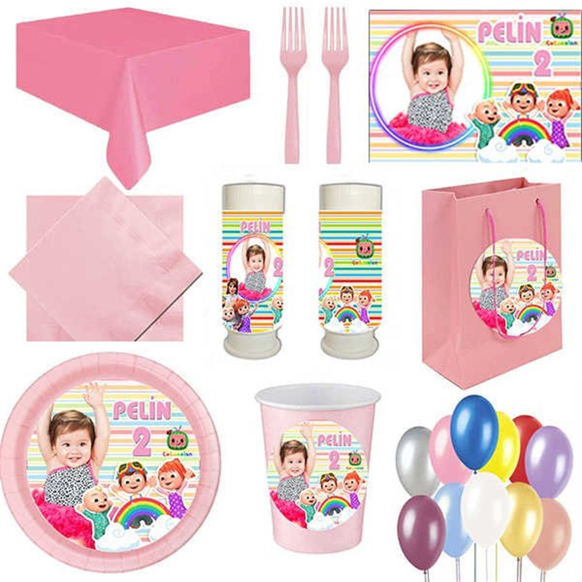 Kişiye Özel Cocomelon 8 Kişilik Parti Seti