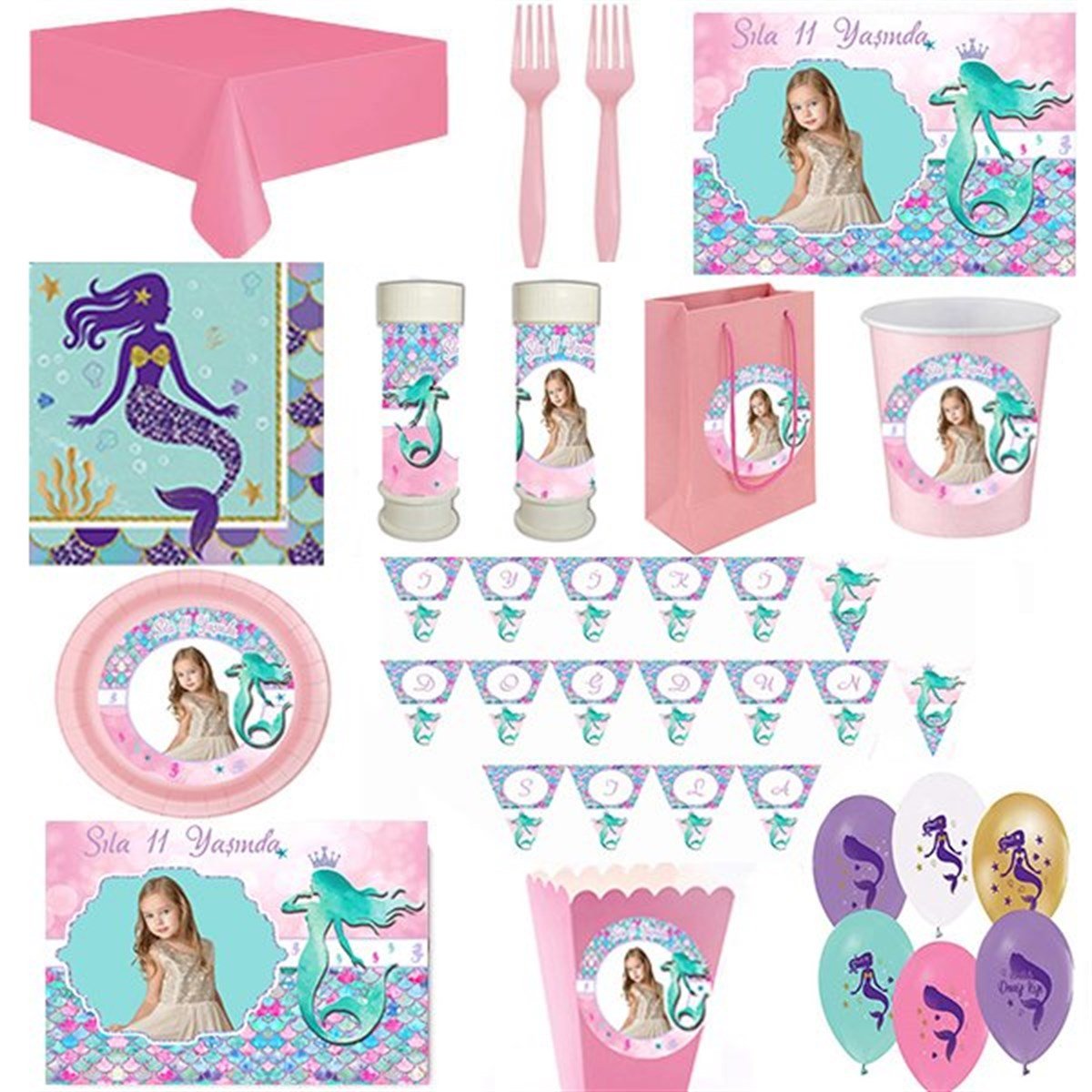 Kişiye Özel Deniz Kızı 24 Kişilik Parti Seti