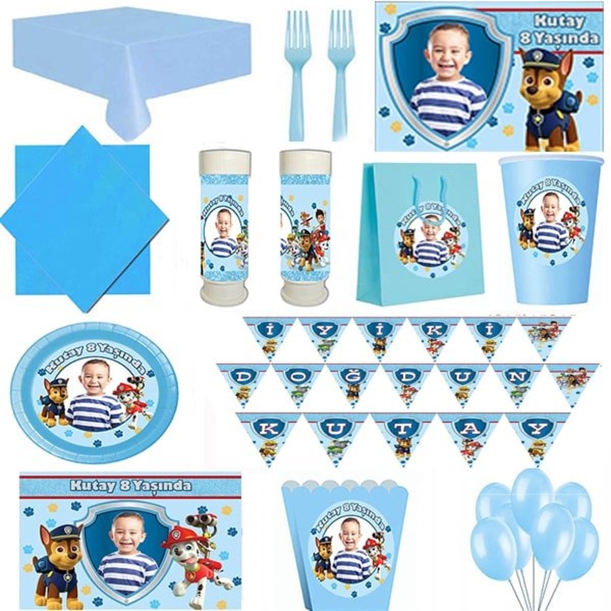 Kişiye Özel Erkek Paw Patrol 24 Kişilik Parti Seti