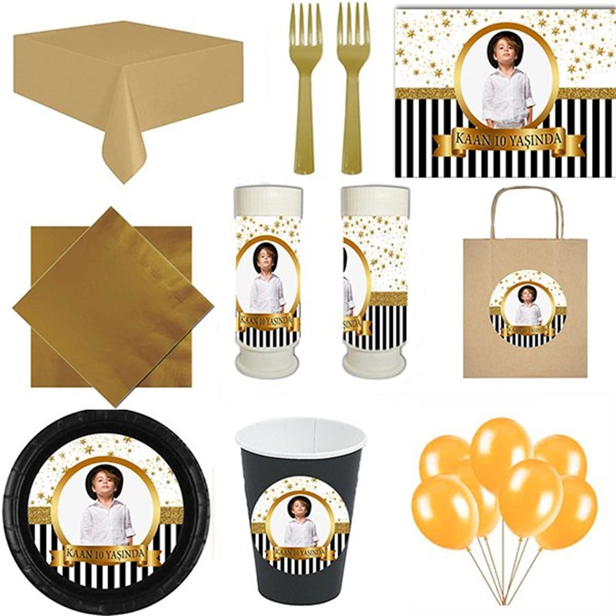 Kişiye Özel Gold Star 8 Kişilik Parti Seti