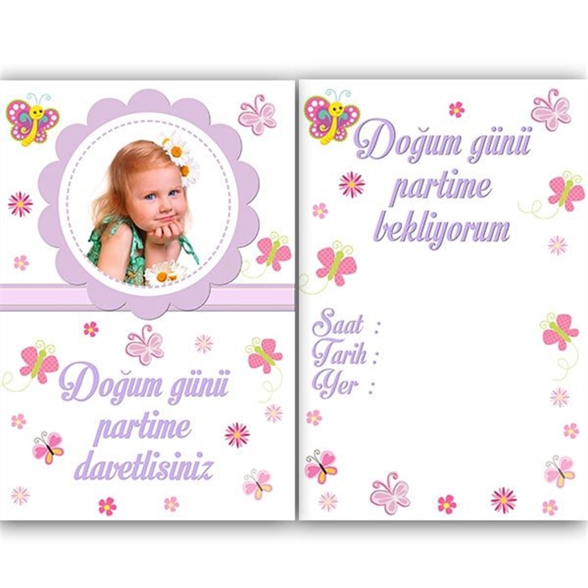 Kişiye Özel Kelebek Davetiye 10 Adet