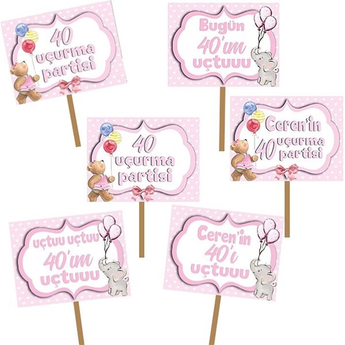 Kişiye Özel Kız 40 Uçurma Partisi Konuşma Balonu 6 Adet