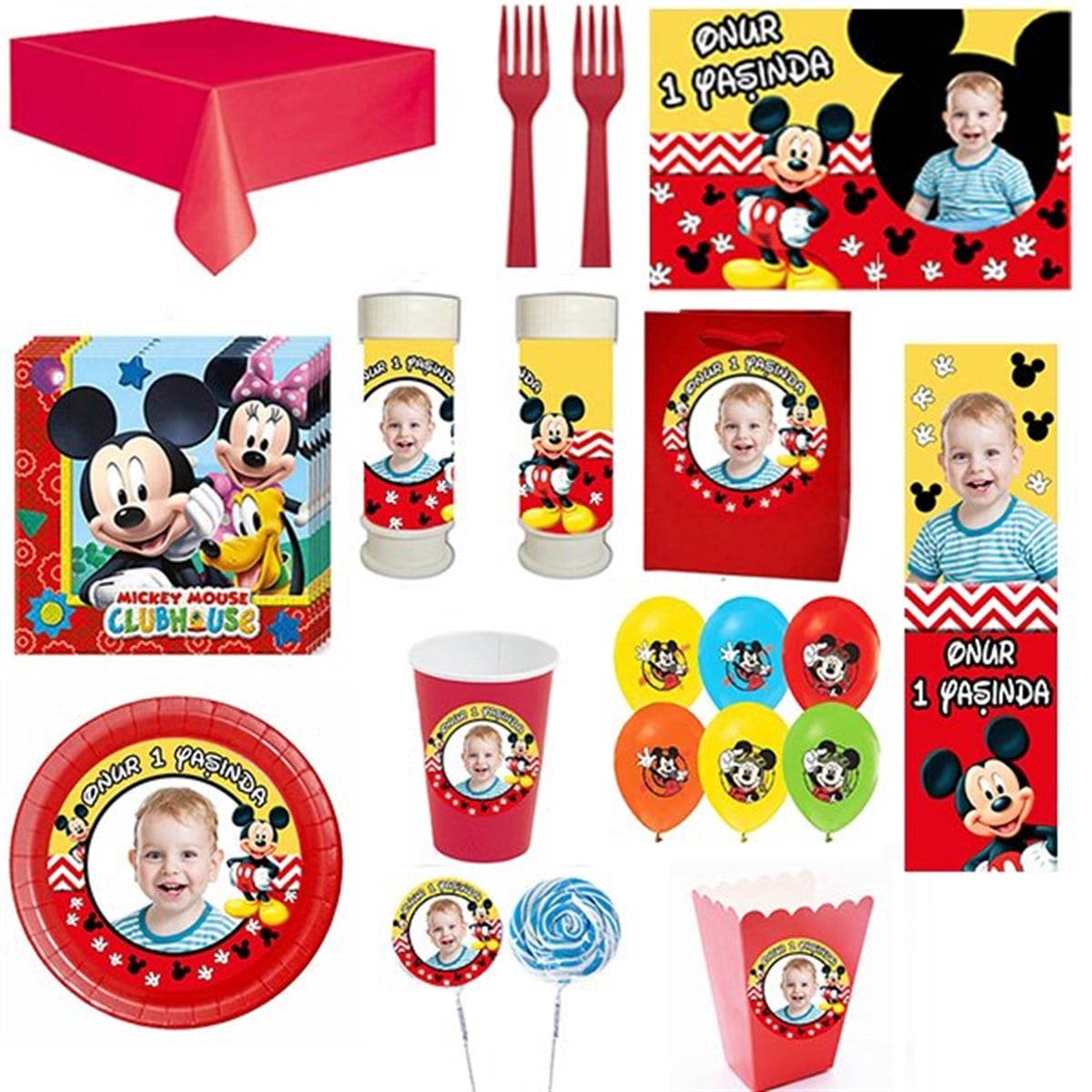 Kişiye Özel Mickey Mouse 16 Kişilik Parti Seti