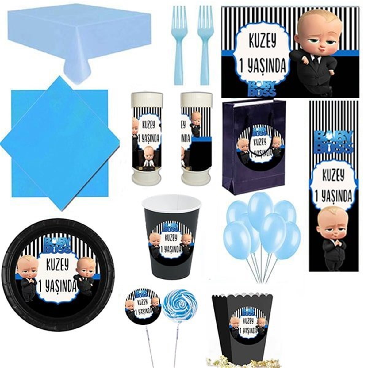 Kişiye Özel Patron Bebek 16 Kişilik Parti Seti