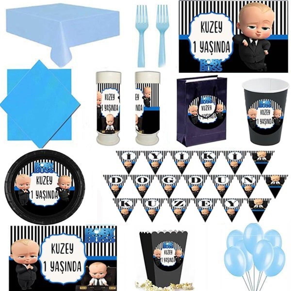 Kişiye Özel Patron Bebek 24 Kişilik Parti Seti