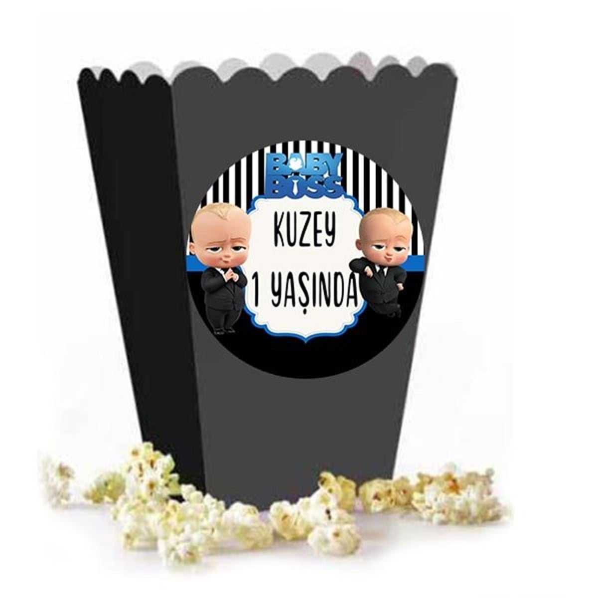 Kişiye Özel Patron Bebek Popcorn Kutusu 8 Adet