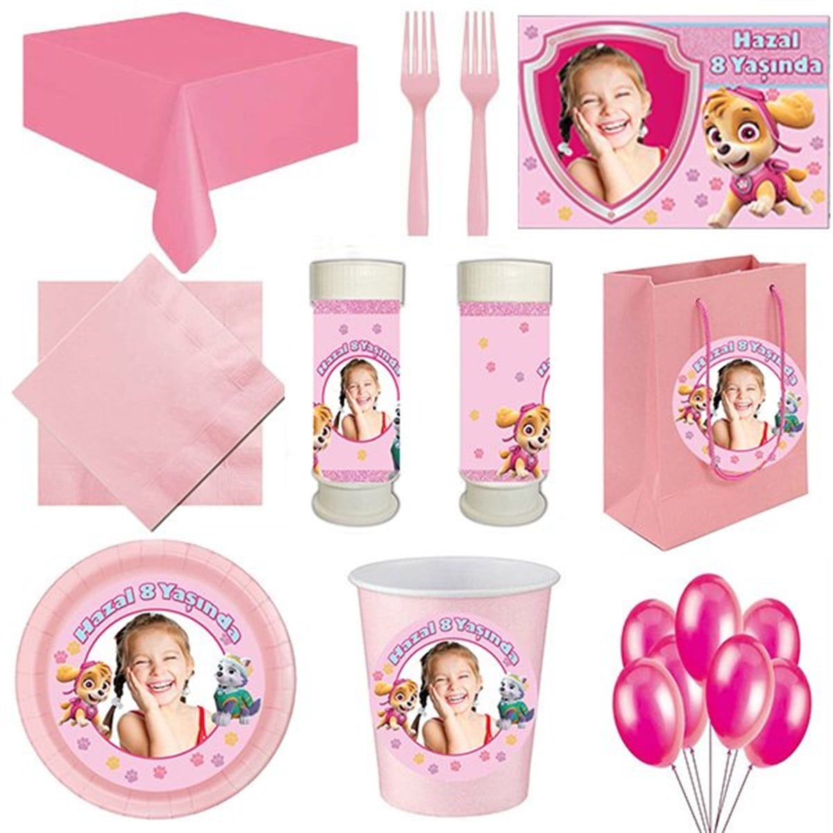 Kişiye Özel Paw Patrol 8 Kişilik Set