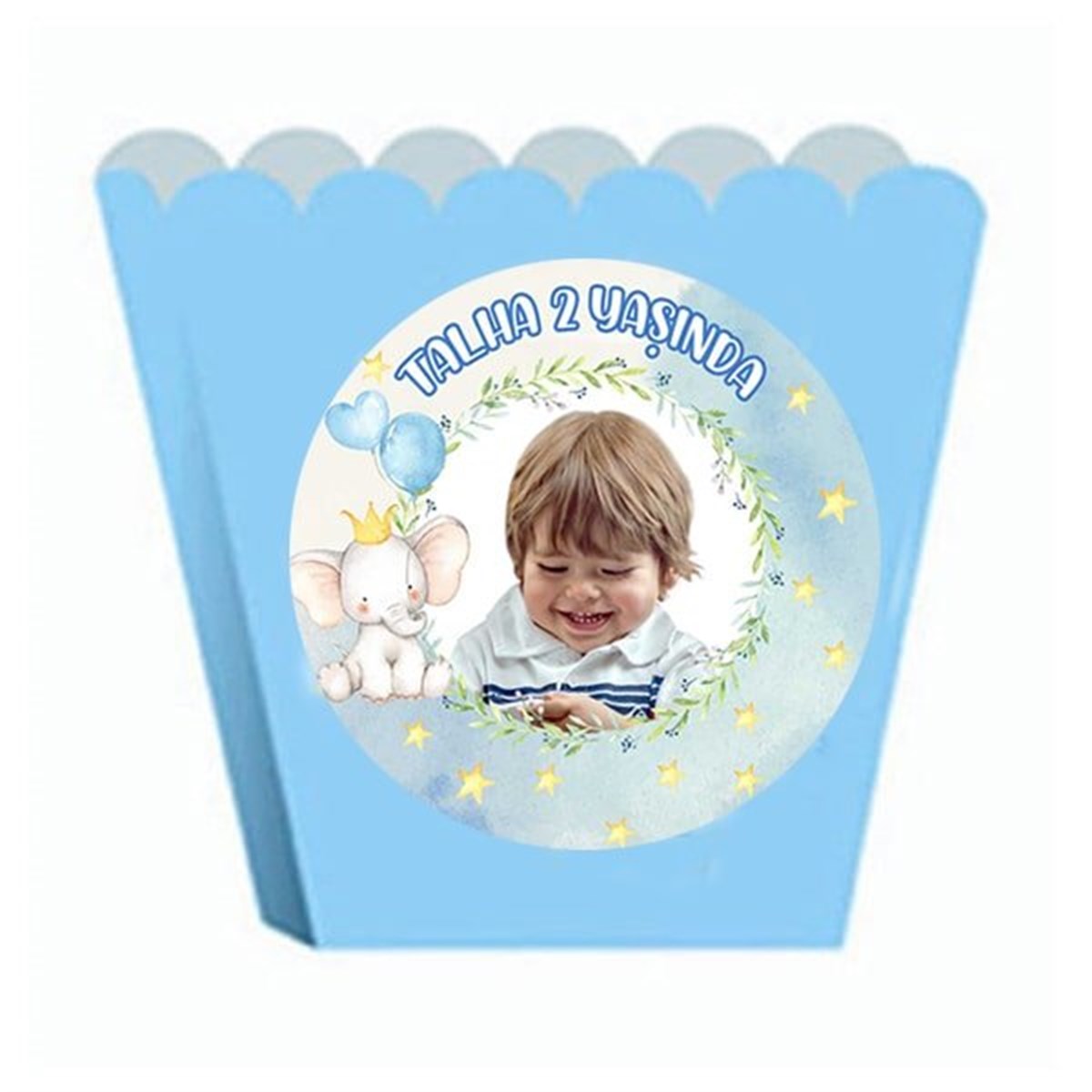 Kişiye Özel Sevimli Fil Popcorn Kutusu 8 Adet