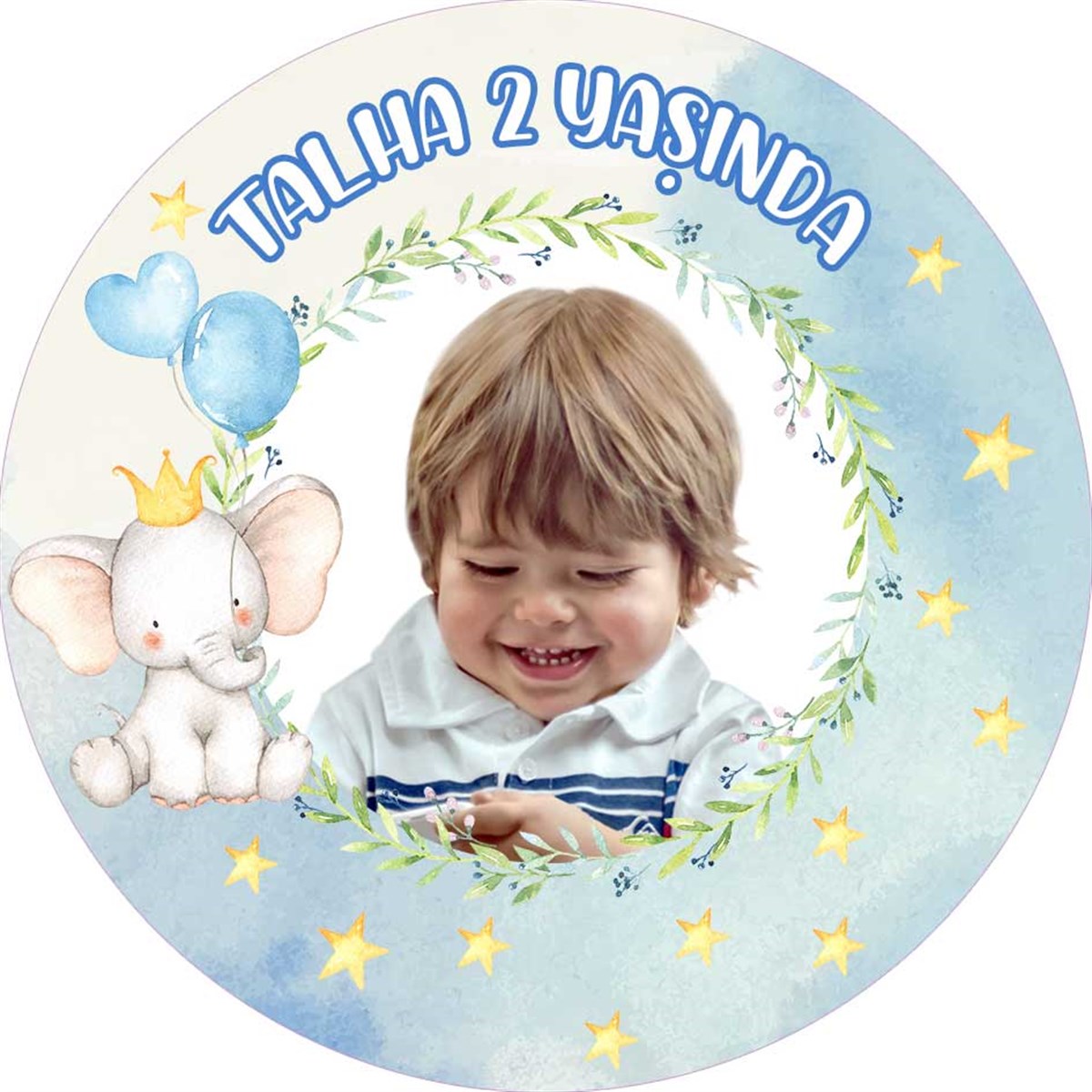 Kişiye Özel Sevimli Fil Sticker 24 Adet