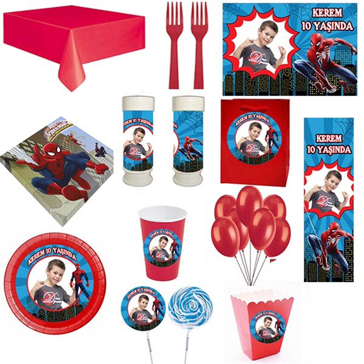 Kişiye Özel Spiderman 16 Kişilik Parti Seti