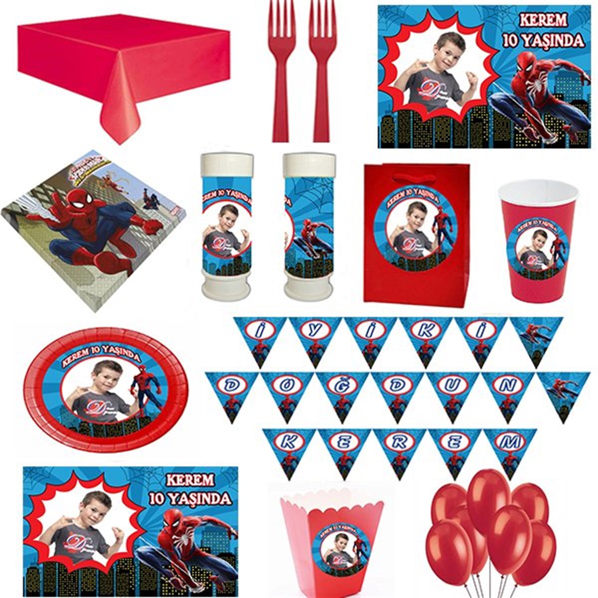 Kişiye Özel Spiderman 24 Kişilik Parti Seti