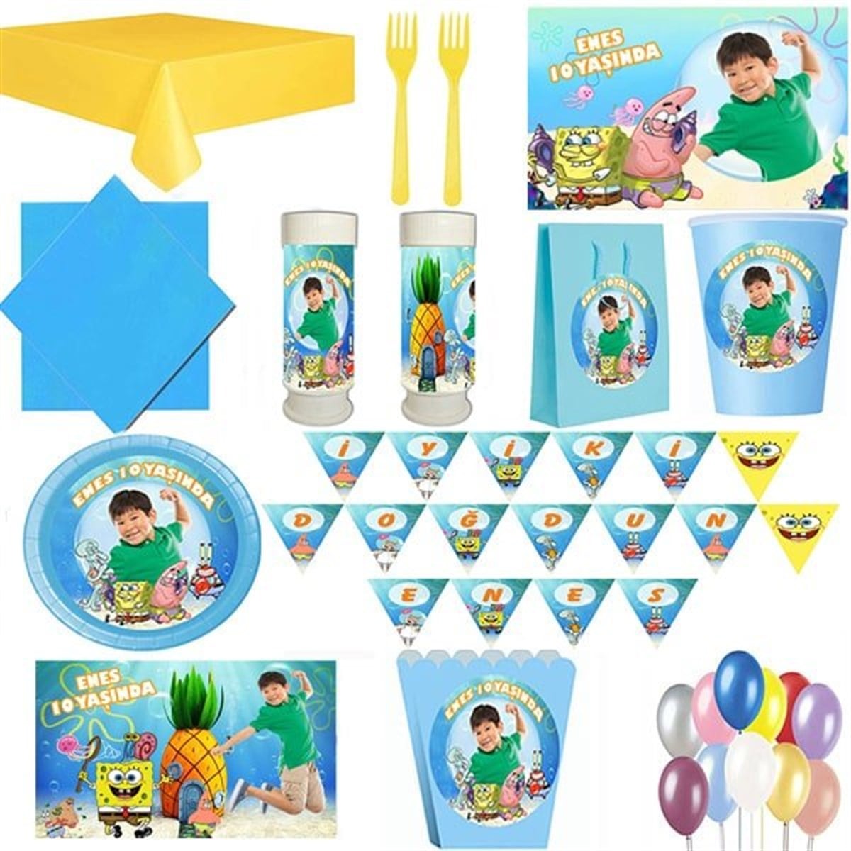 Kişiye Özel Sünger Bob 24 Kişilik Parti Seti
