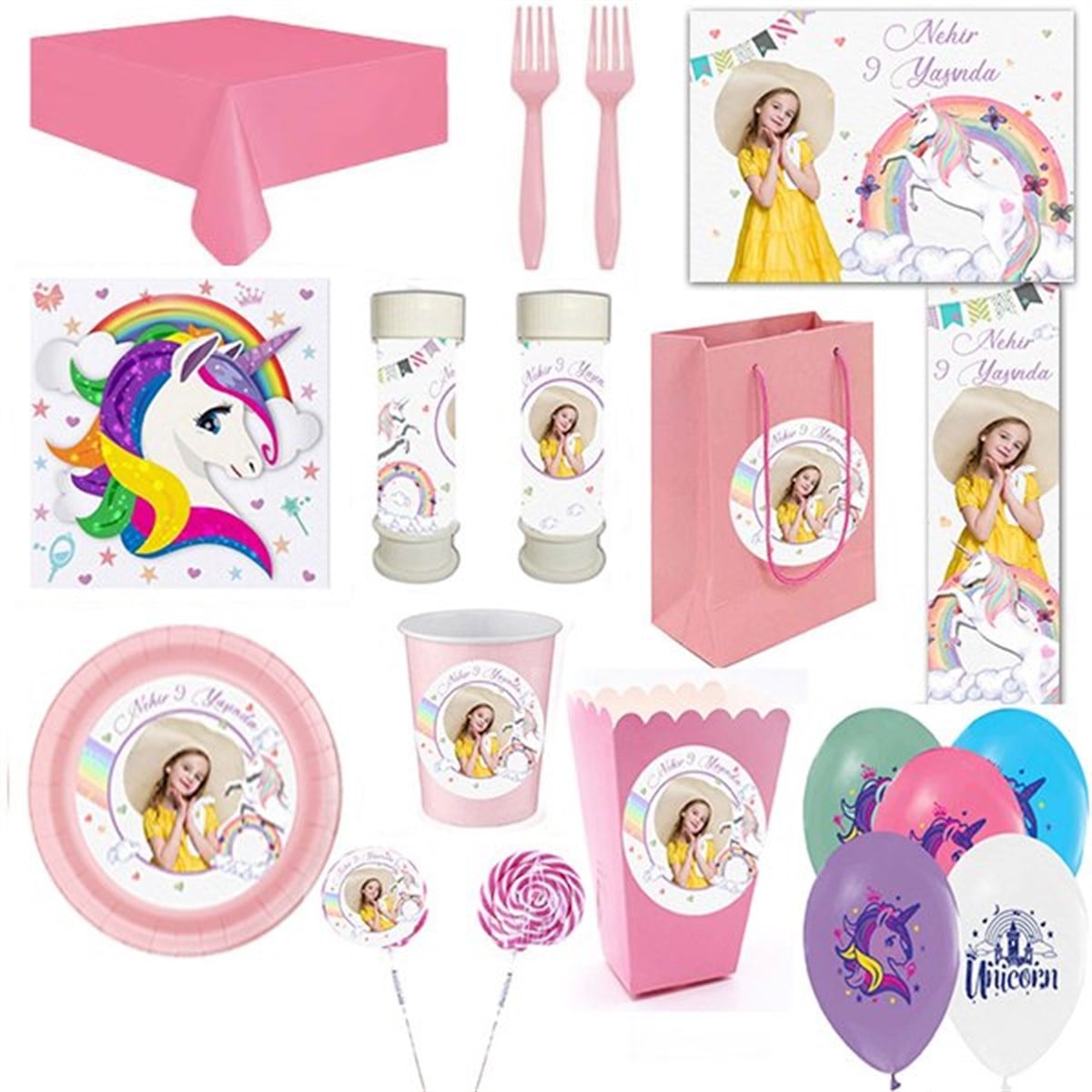 Kişiye Özel Unicorn 16 Kişilik Parti Seti