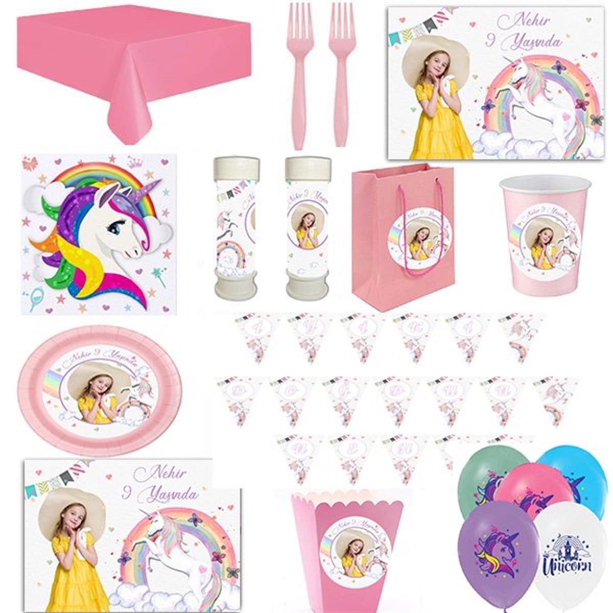 Kişiye Özel Unicorn 24 Kişilik Parti Seti