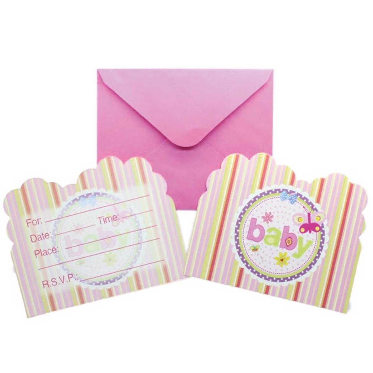 Kız Baby Shower Davetiye Kartı Pembe 8 Adet