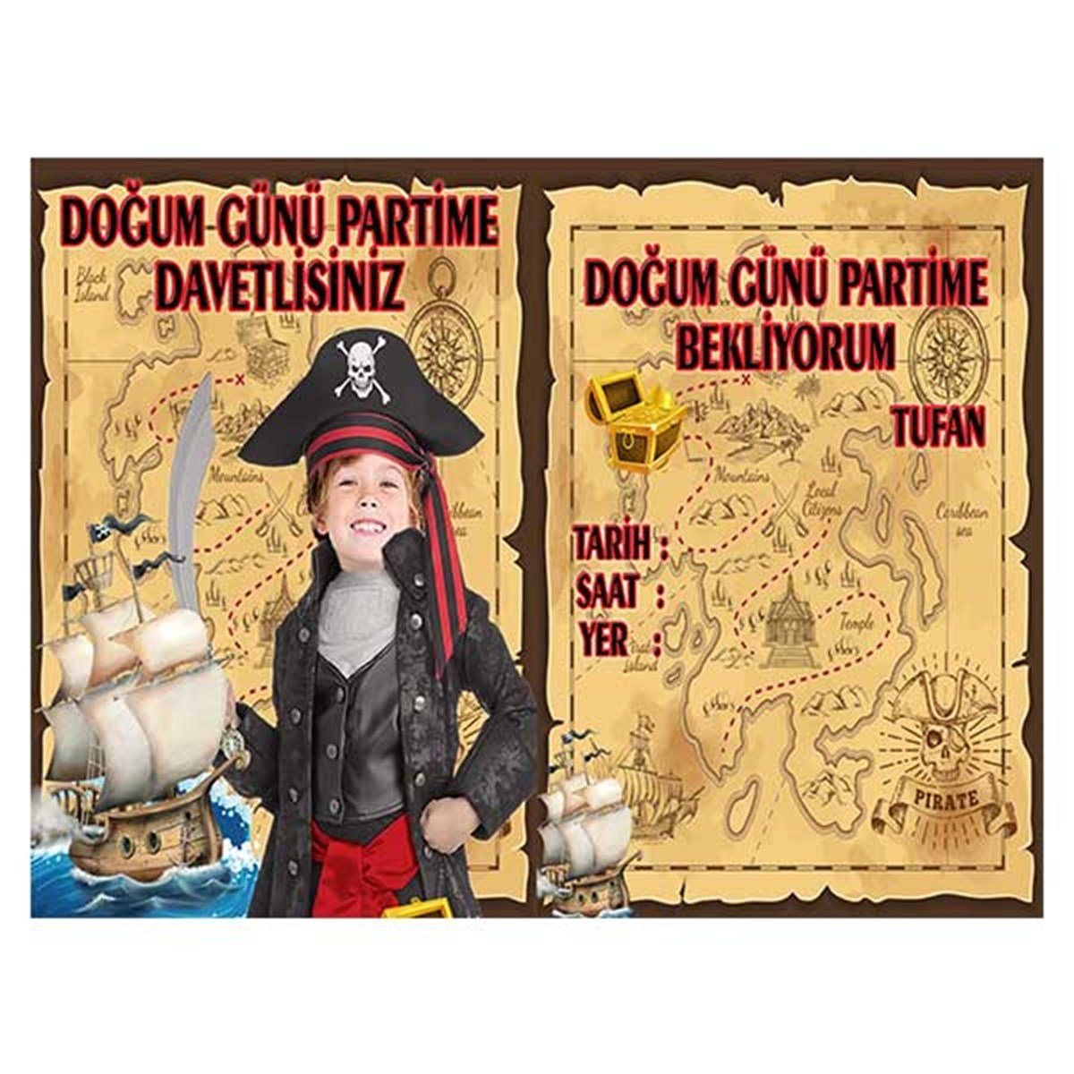 Korsan Kişiye Özel Davetiye 10 Adet