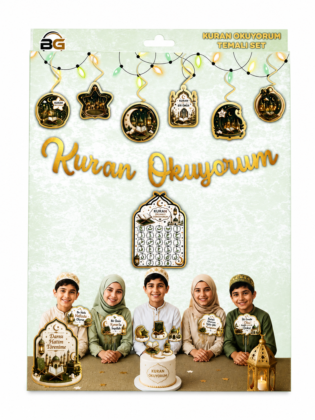 Hazır Doğum Günü SetleriKuran Okuyorum Gold Süs Seti
