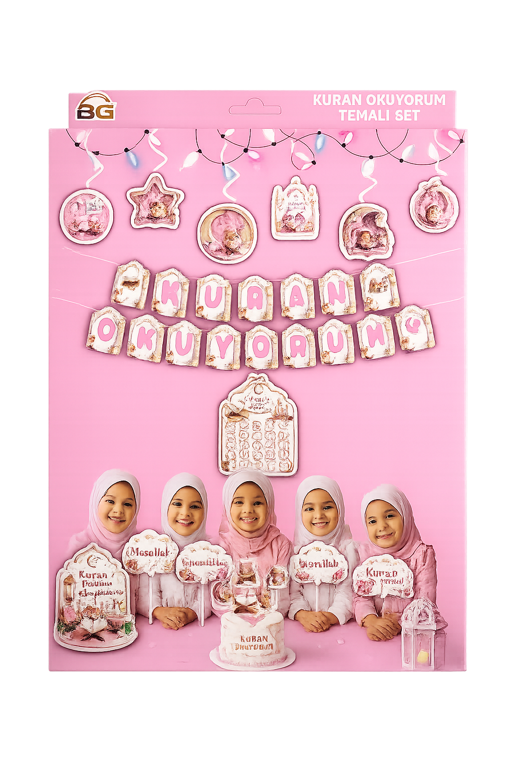 Hazır Doğum Günü SetleriKuran Okuyorum Pembe Süs Seti