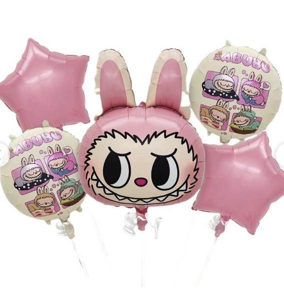 Karakter Folyo BalonlarLabubu Pembe Folyo Set Balon 