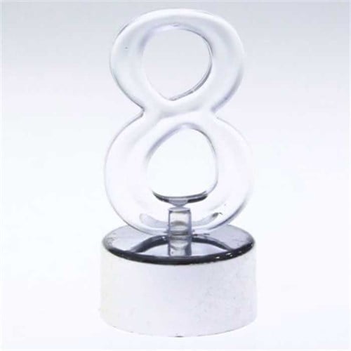 Led Işıklı 8 Rakam Mum Gümüş