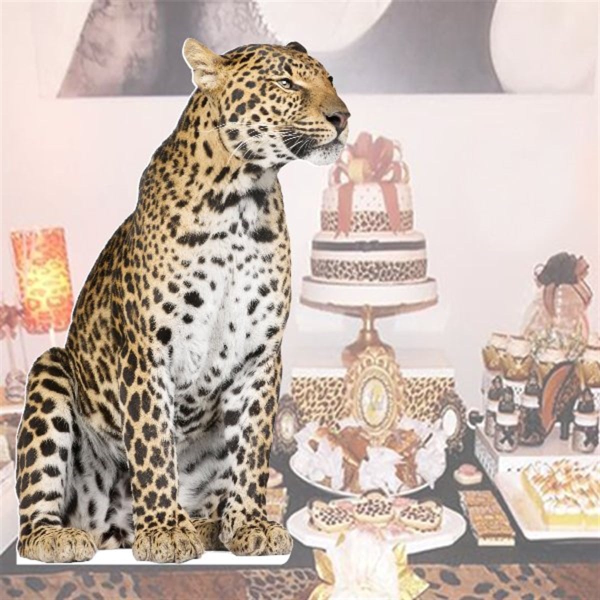 Leopar Masa Üstü Ayaklı Pano