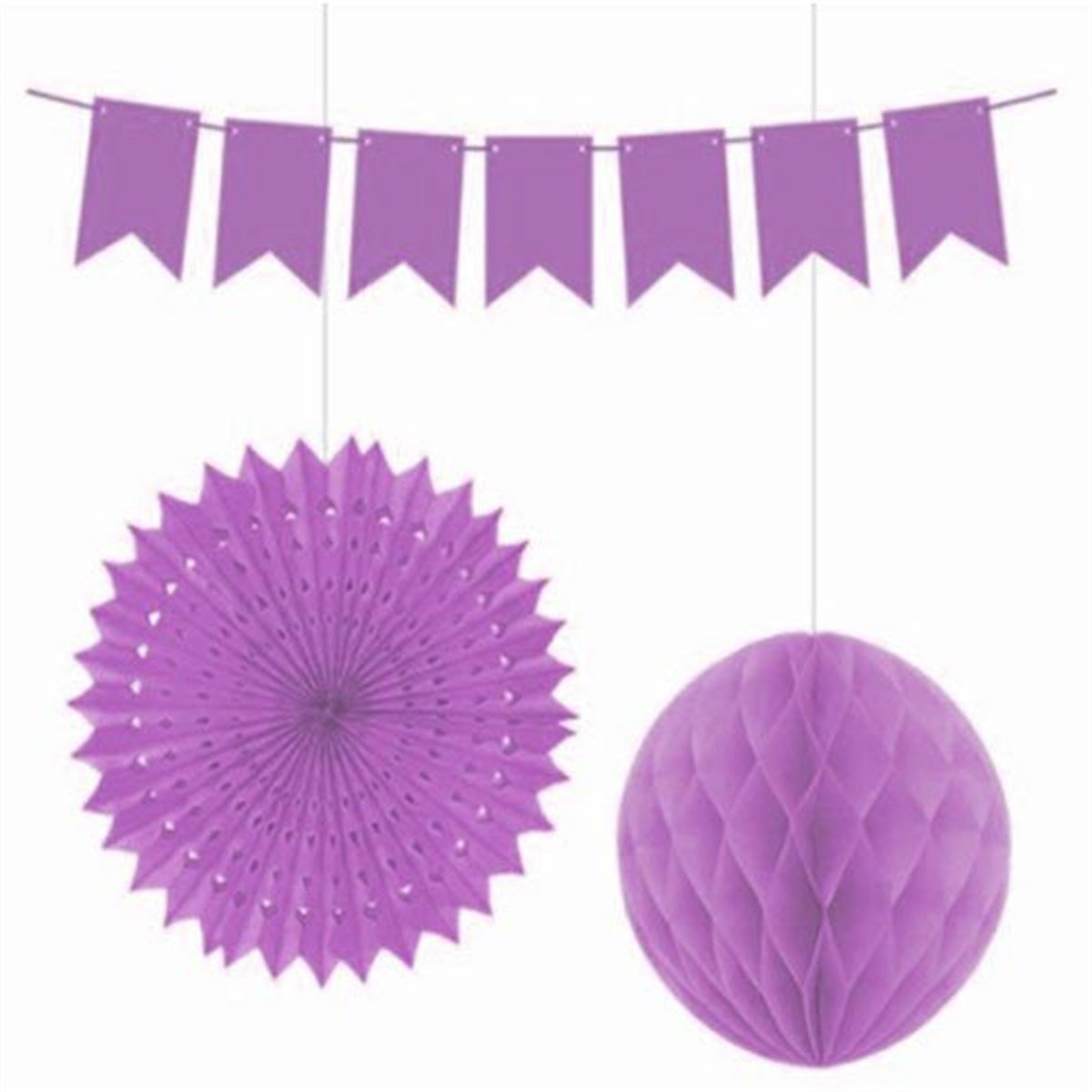 Lila Yelpaze Süs Seti 3 Adet