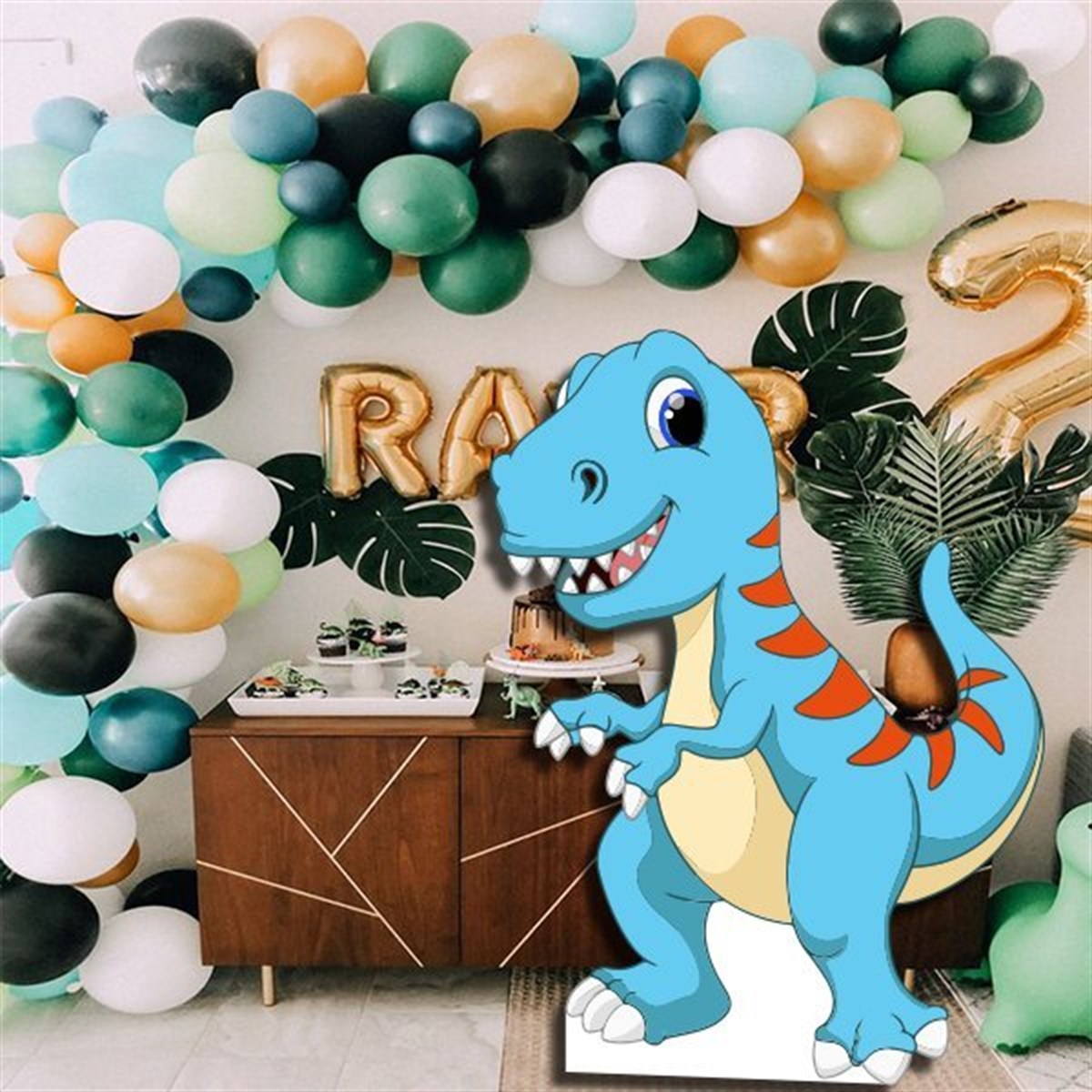 Mavi Dinozor Ayaklı Pano 69 x 89 Cm