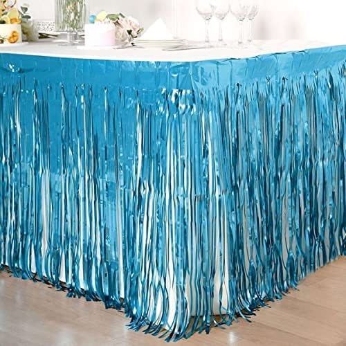 Mavi Saçaklı Masa Eteği