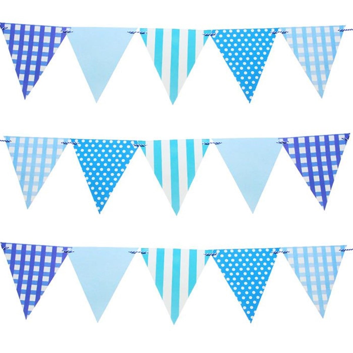 Mavi Üçgen Desenli Flama 12 Adet