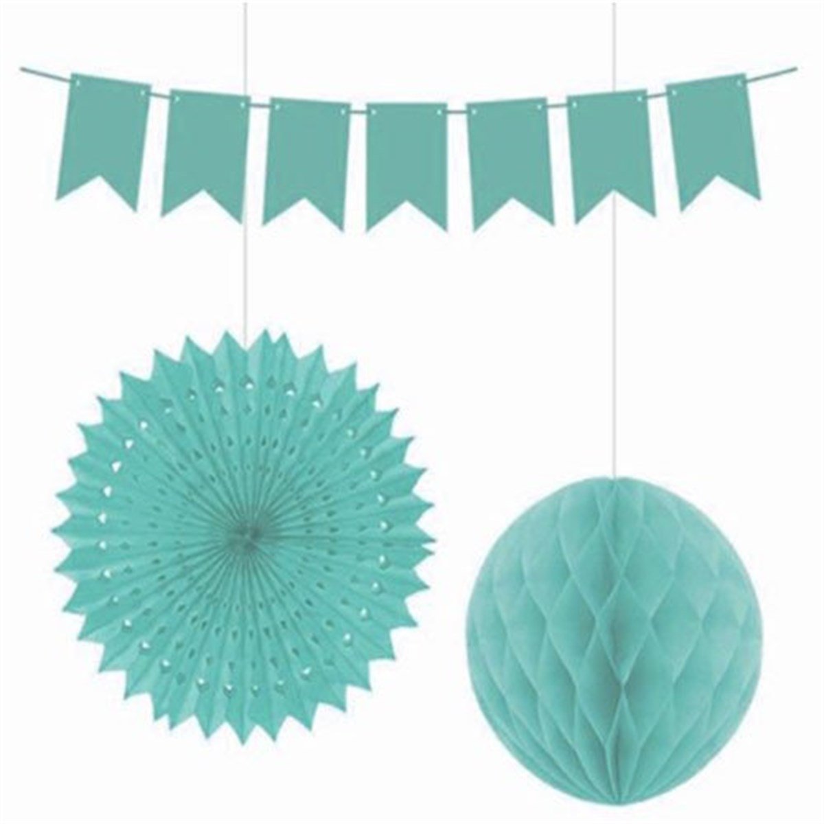 Mavi Yelpaze Süs Seti 3 Adet