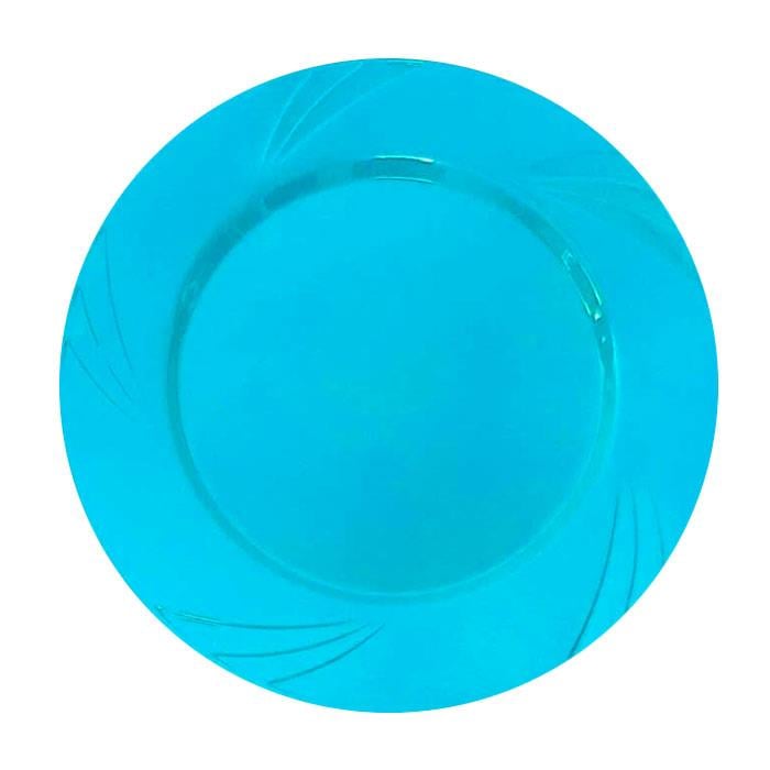 Plastik TabaklarMavi Yuvarlak Mika Tabak 26 cm 10 Adet