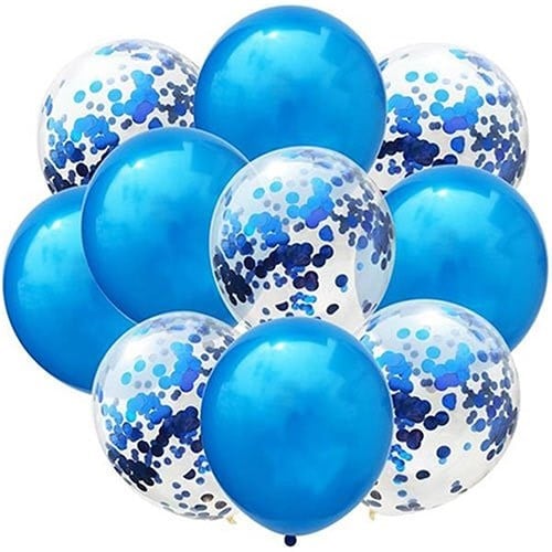 Metalik Lacivert Konfetili Balon